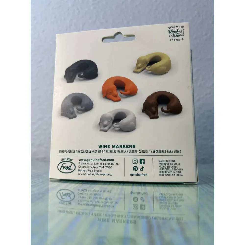 WINER DOGS Dachshund Wine Glass Drink Markers Charms Set of 6 NIB